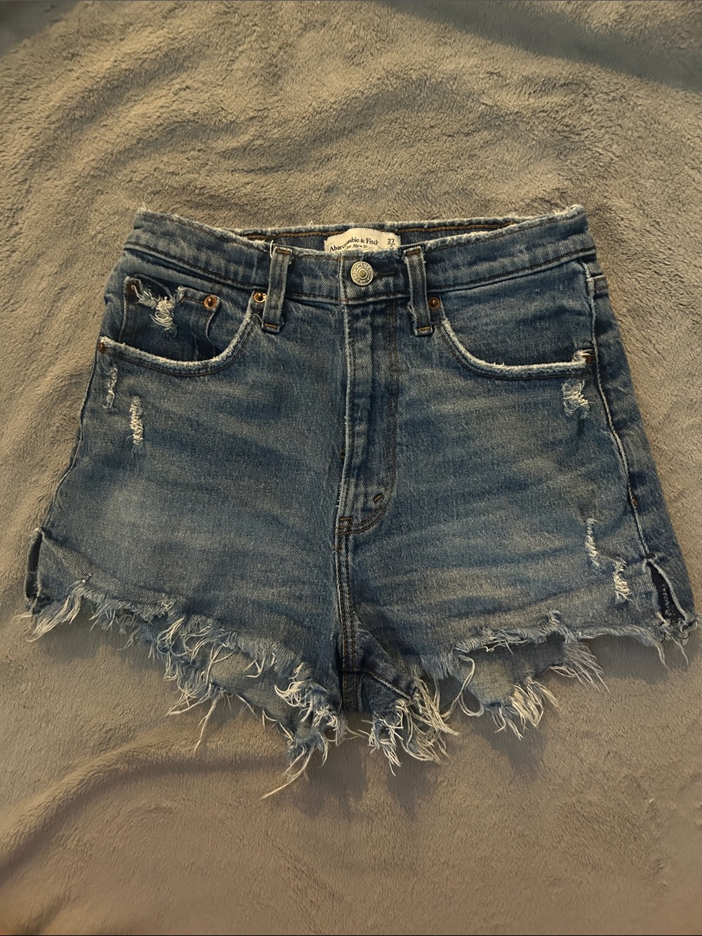 Abercrombie & Fitch Distressed Blue Denim Cutoff Shorts